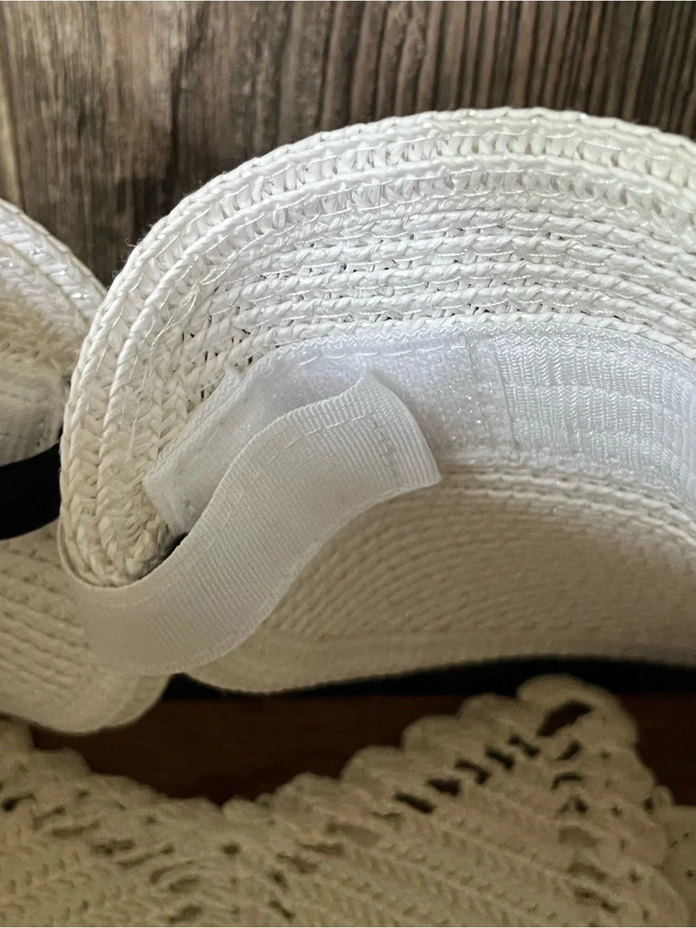 Mud Pie White Straw Visor with Navy Accent